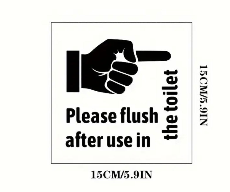 Please flush- pointing hand