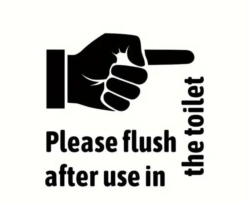 Please flush- pointing hand