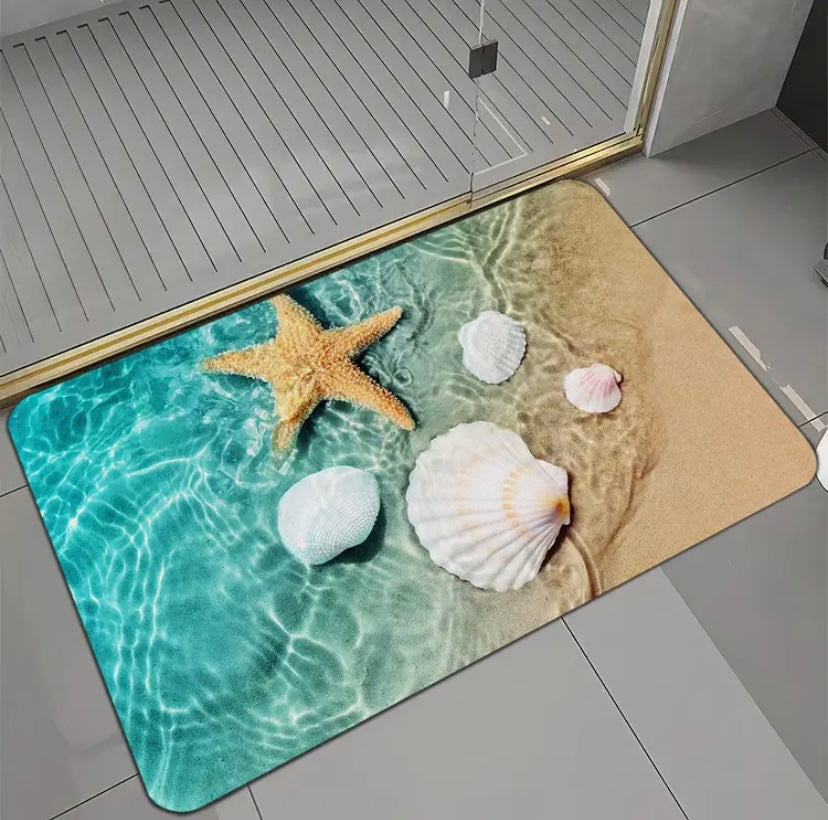 Seashore bath mat